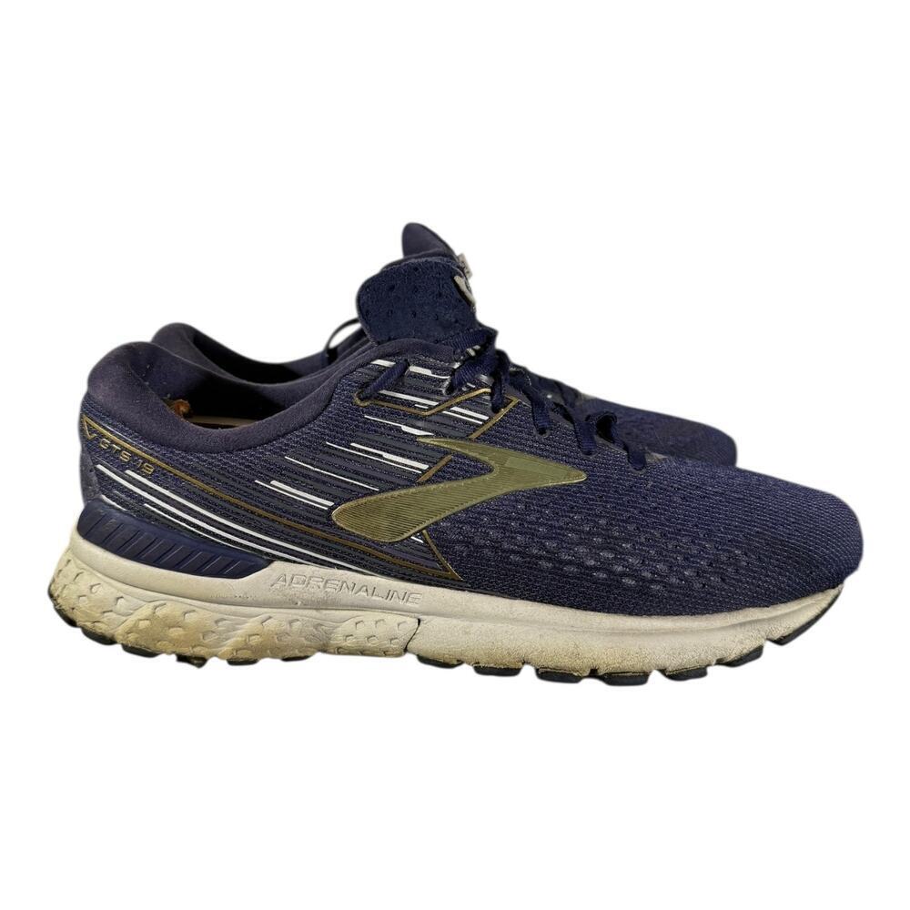 Brooks Adrenaline GTS 19 Men's Size 10.5 Running Sneakers Navy Gold - Picture 2 of 9